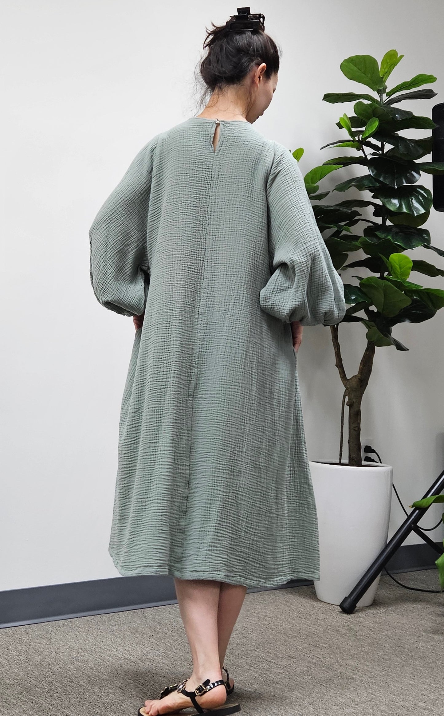 Cotton Double Gauze Relaxed Fit Casual Sky Blue spa Dress