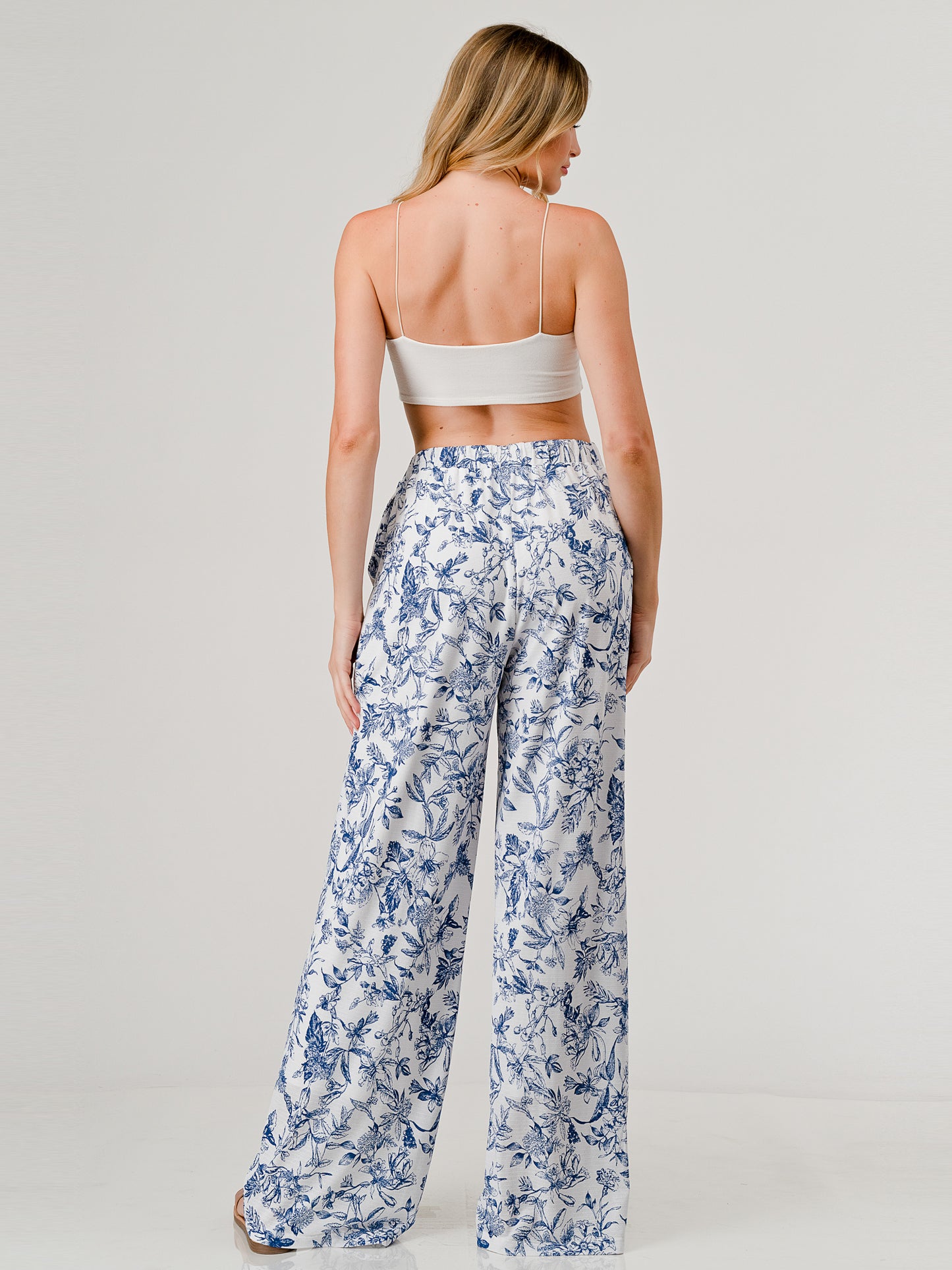 Toska Print Relaxed Fit Lined Elastic Waist Band Drawstring pants