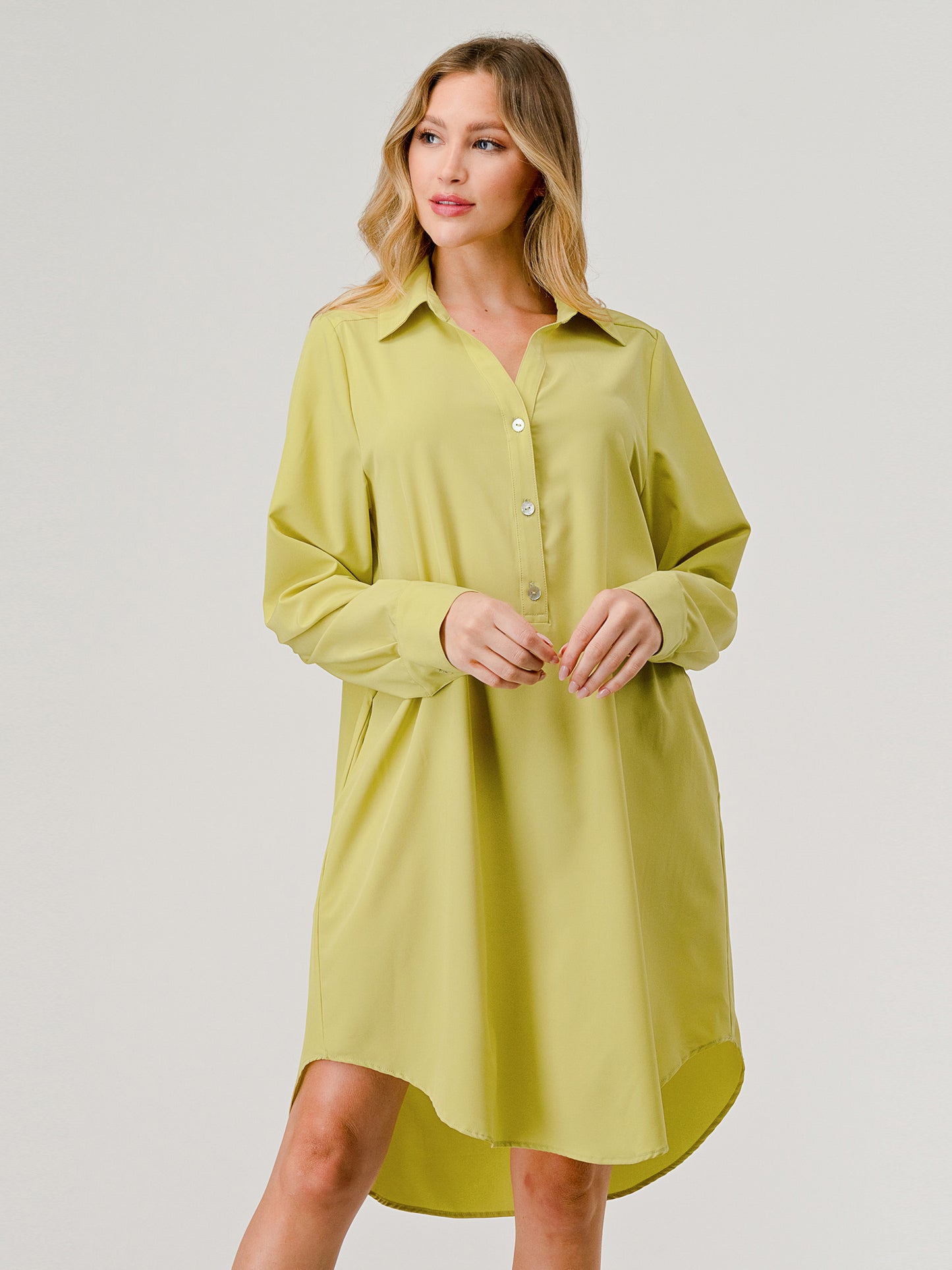 Silex Collared Casual Yellow Citrine Dress