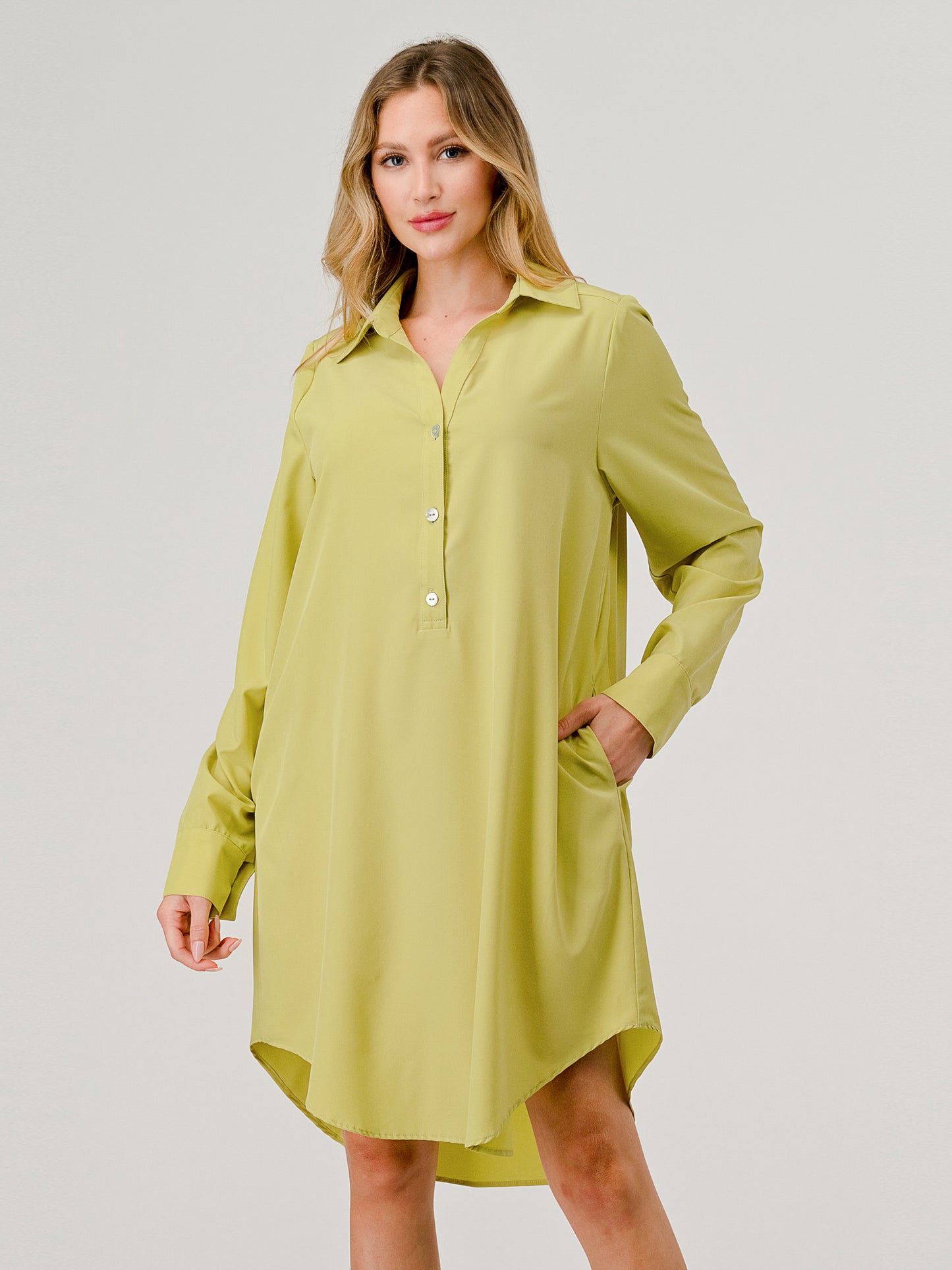 Silex Collared Casual Yellow Citrine Dress