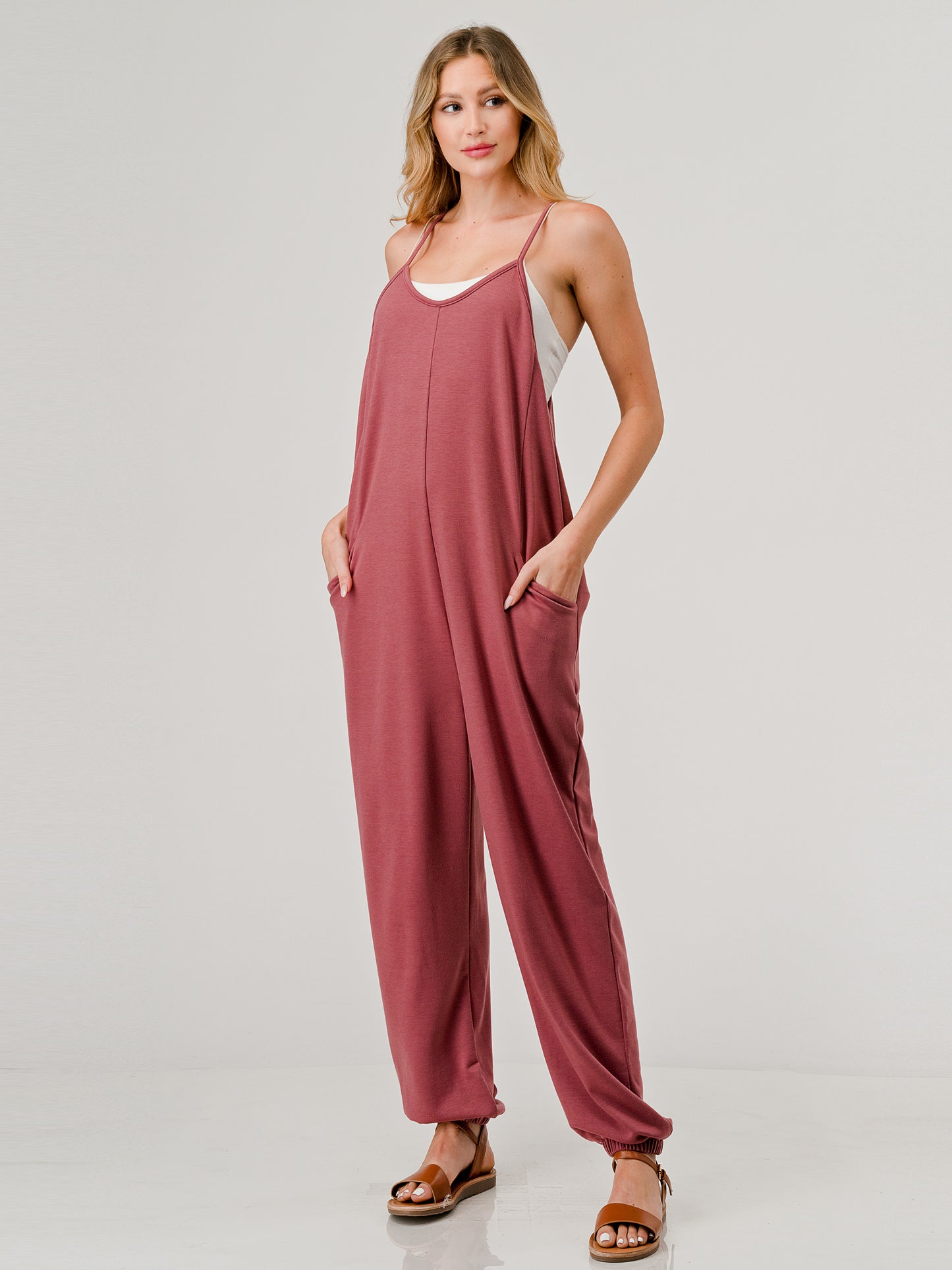 French Terry Relaxed Fit Harem  Pants Jumpsuit