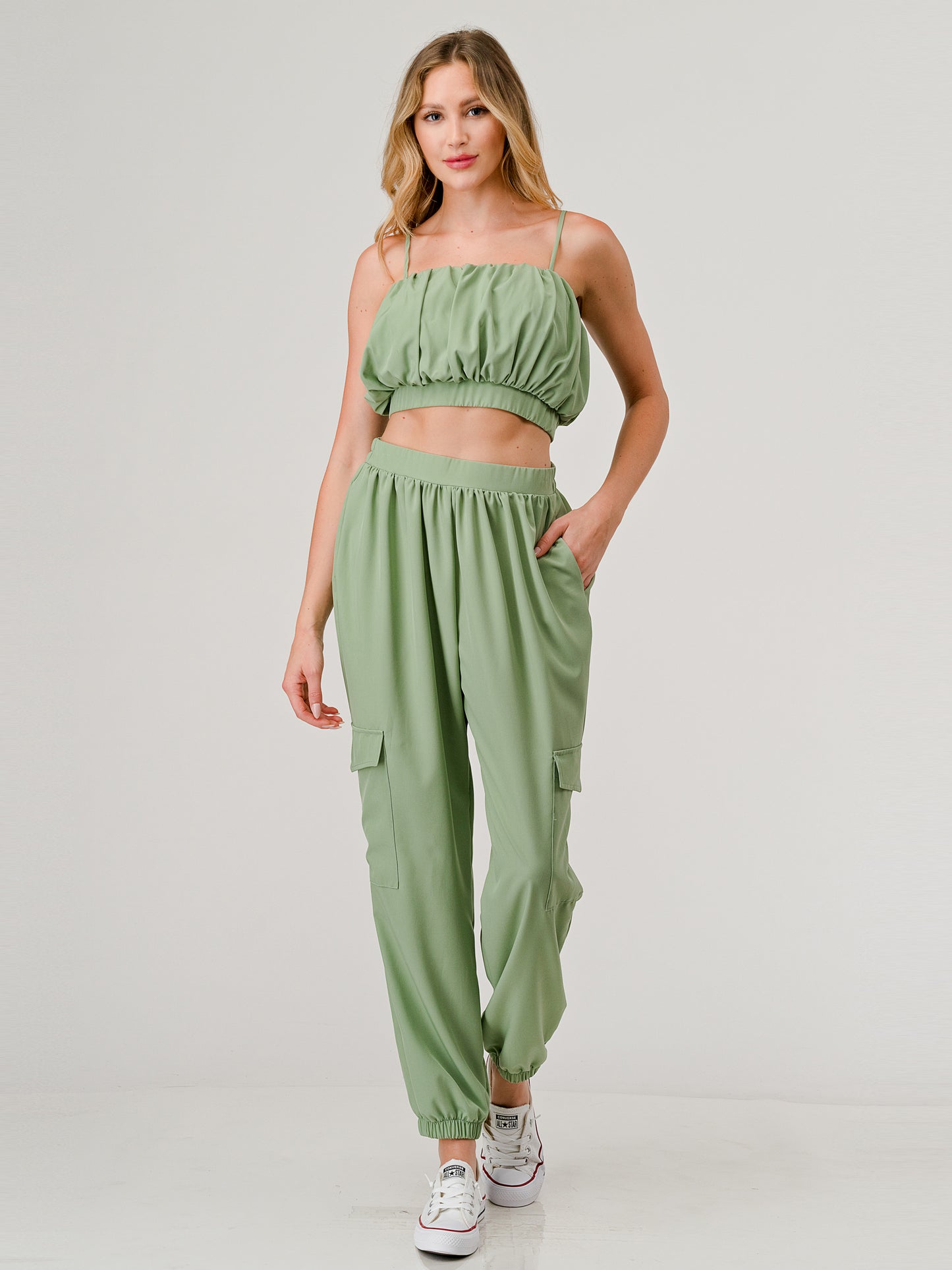 Silex Volume Tube Top Cargo Pants Set