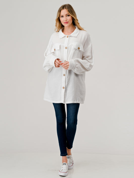 Cotton Double Gauze Full Placket Jacket