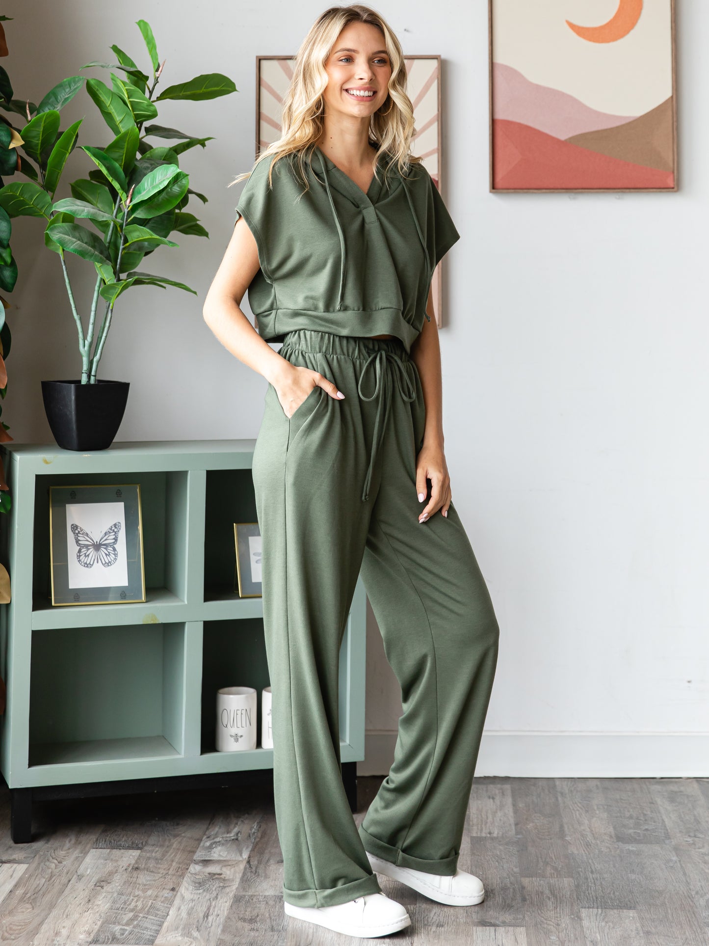 FRENCH TERRY Wide Fit Cuff Pants